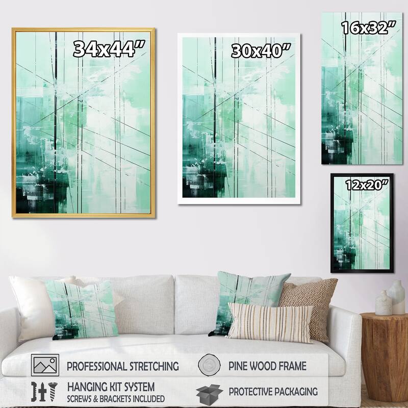 Designart "Power Lines Mint Matrix I" Power Lines Wall Art Bed Bath & Beyond 39991130